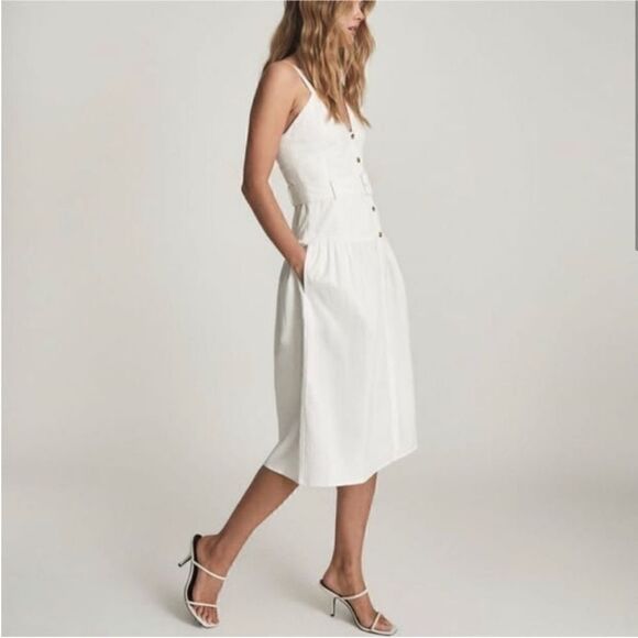 REISS NWT Vita Button Through Midi Sundress White
Size 0 MSRP $330 - Picture 3 of 12